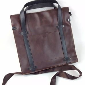 NWT Desert Wolf PU Leather Laptop Bag Brown 14in